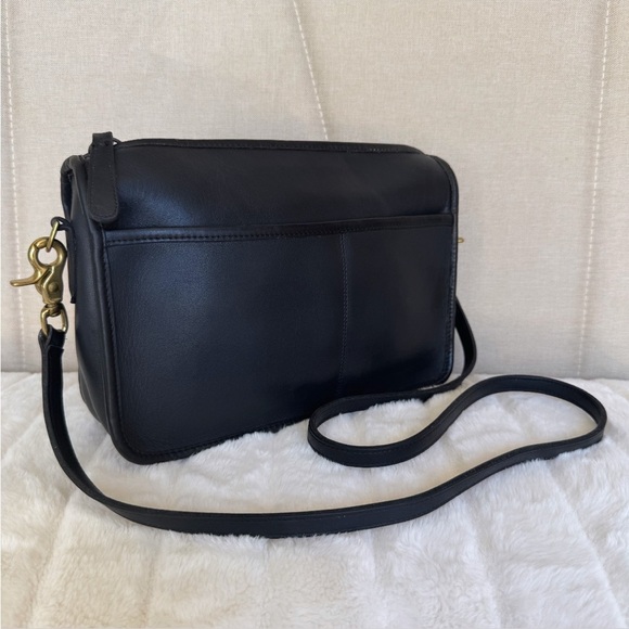VINTAGE COACH Black Leather Companion Shoulder / Crossbody Bag Made In USA - Picture 3 of 16